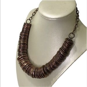VGT Anthropology Pam Hiran Chunky industrial bronze statement necklace SZ 16-20